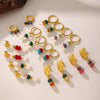 Earrings 316L Stainless Steel Natural Stone Pearl Geometric Electroplated For Women
