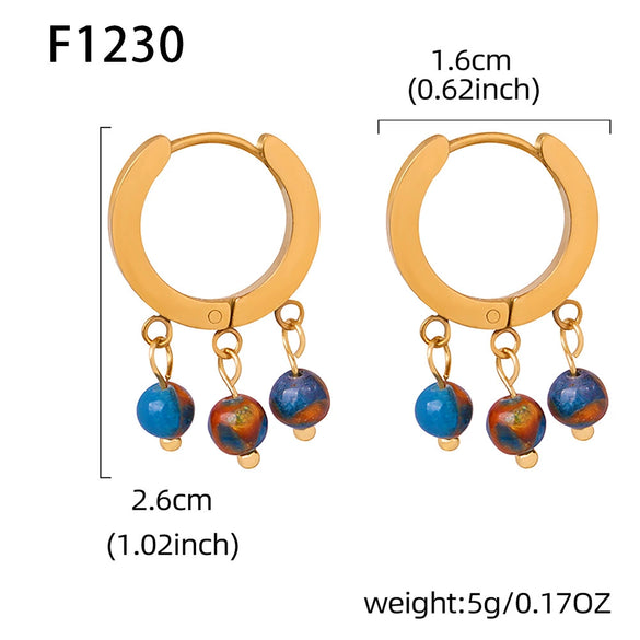 Earrings 316L Stainless Steel Natural Stone Pearl Geometric Electroplated For Women