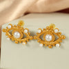 Earrings 316L Stainless Steel Pearl Flower Tassel Retro Light Luxury Palace Style Electroplating For Women