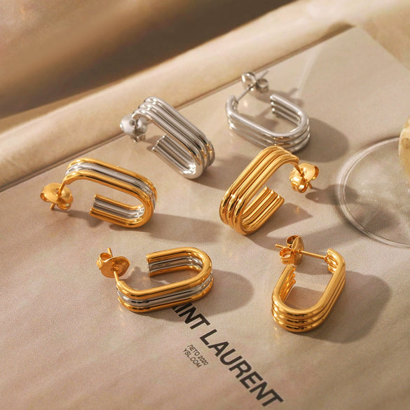 Earrings Titanium Steel Stainless Steel Geometric U Shaped Vacuum Plated Ins Style