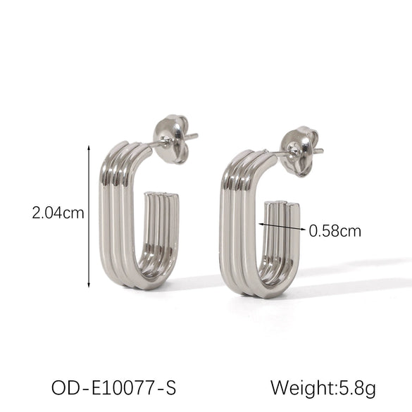 Earrings Titanium Steel Stainless Steel Geometric U Shaped Vacuum Plated Ins Style