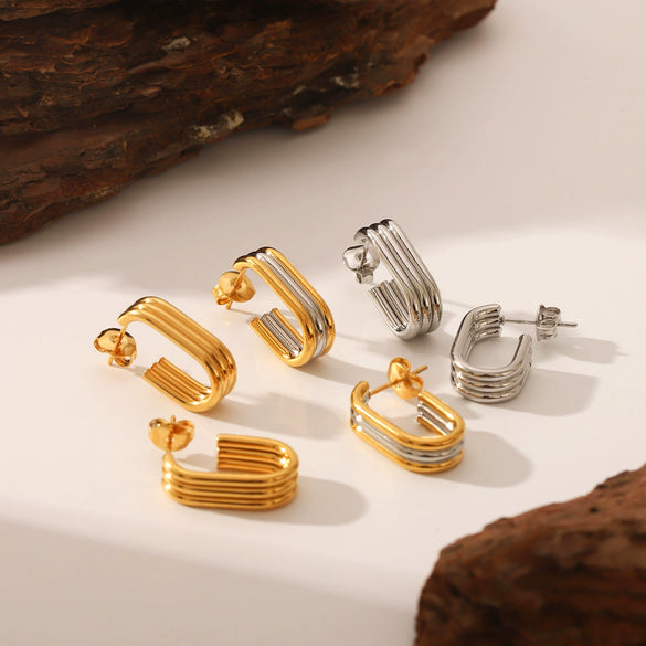 Earrings Titanium Steel Stainless Steel Geometric U Shaped Vacuum Plated Ins Style