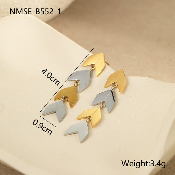 Earrings Titanium Steel Stainless Steel 18K Gold Plated Geometric Rhombus Electroplated For Women