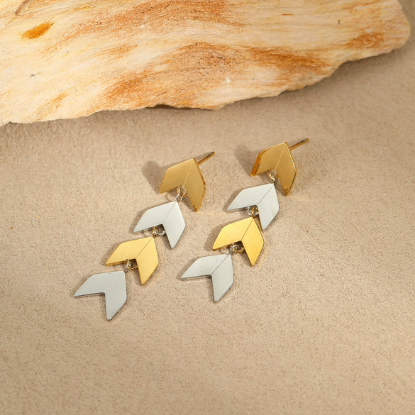 Earrings Titanium Steel Stainless Steel 18K Gold Plated Geometric Rhombus Electroplated For Women