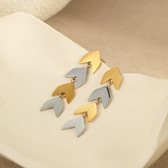 Earrings Titanium Steel Stainless Steel 18K Gold Plated Geometric Rhombus Electroplated For Women