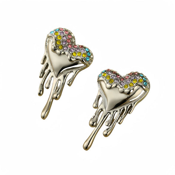 Earrings Titanium Steel Stainless Steel Love Water Drops Shape Electroplated Light Luxury