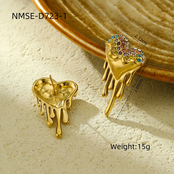 Earrings Titanium Steel Stainless Steel Love Water Drops Shape Electroplated Light Luxury