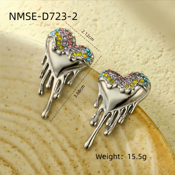 Earrings Titanium Steel Stainless Steel Love Water Drops Shape Electroplated Light Luxury