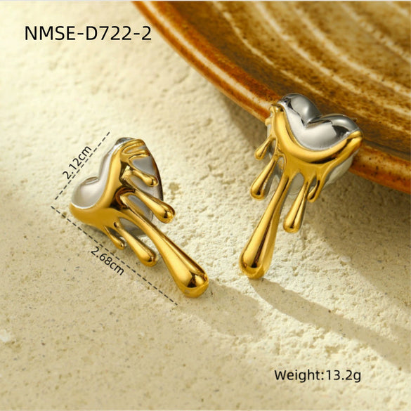 Earrings Titanium Steel Stainless Steel Love Water Drops Shape Electroplated Light Luxury