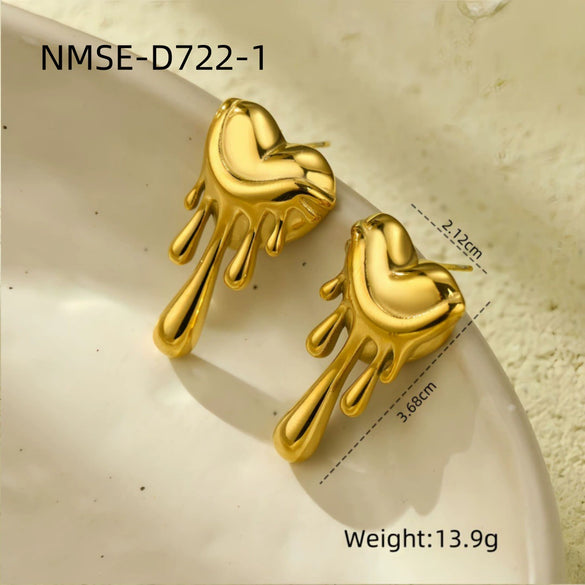 Earrings Titanium Steel Stainless Steel Love Water Drops Shape Electroplated Light Luxury
