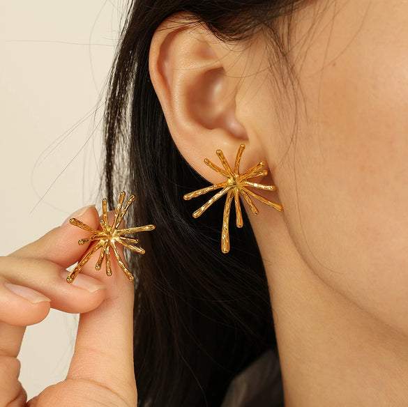 Earrings 316L Stainless Steel Star Pattern Electroplating Women's Cold Style