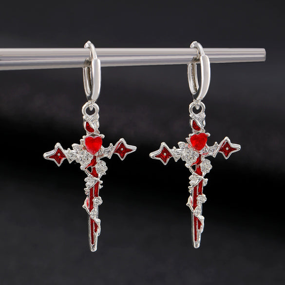 Earrings Zinc Alloy Heart Shape Rivet Punk Electroplating