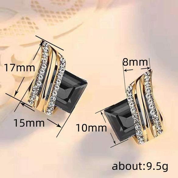 Earrings Zinc Alloy Light Luxury Geometric Crystal For Women