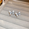 Earrings Zircon Horseshoe C Shaped Silver Needle Light Luxury With Letters Numbers Text Design For Women