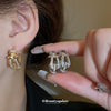 Earrings Zircon Horseshoe C Shaped Silver Needle Light Luxury With Letters Numbers Text Design For Women