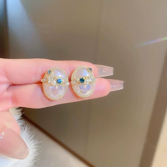 Earrings Zircon Horseshoe C Shaped Silver Needle Light Luxury With Letters Numbers Text Design For Women