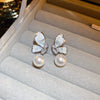 Earrings Zircon Horseshoe C Shaped Silver Needle Light Luxury With Letters Numbers Text Design For Women