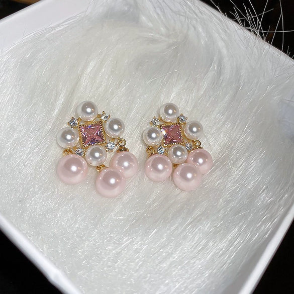 Earrings Zircon Horseshoe C Shaped Silver Needle Light Luxury With Letters Numbers Text Design For Women