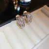 Earrings Zircon Horseshoe C Shaped Silver Needle Light Luxury With Letters Numbers Text Design For Women