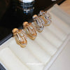 Earrings Zircon Horseshoe C Shaped Silver Needle Light Luxury With Letters Numbers Text Design For Women