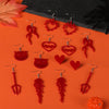 Ecofriendly Acrylic Earrings With Geometric Pattern And Printing For Women Halloween Red Love Flame Design
