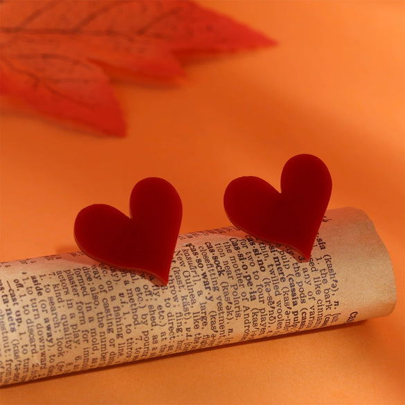 Ecofriendly Acrylic Earrings With Geometric Pattern And Printing For Women Halloween Red Love Flame Design