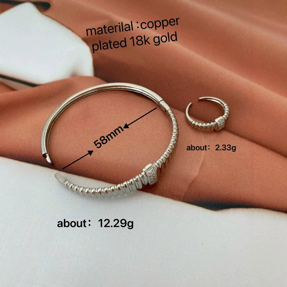 Elastic Bracelet Copper Goldplated Geometric Style Electroplated Hand Jewelry For Men And Women