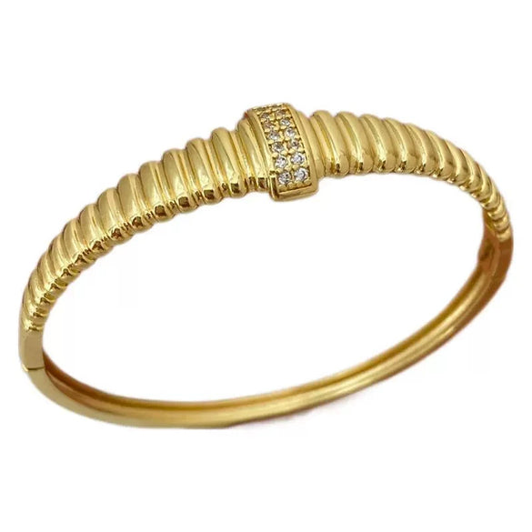 Elastic Bracelet Copper Goldplated Geometric Style Electroplated Hand Jewelry For Men And Women