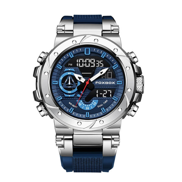 Electronic Sports Watch Mineral Strengthened Glass Mirror Round Dial Alloy Case Silicone Strap