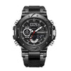 Electronic Sports Watch Mineral Strengthened Glass Mirror Round Dial Alloy Case Silicone Strap