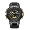 Electronic Sports Watch Mineral Strengthened Glass Mirror Round Dial Alloy Case Silicone Strap