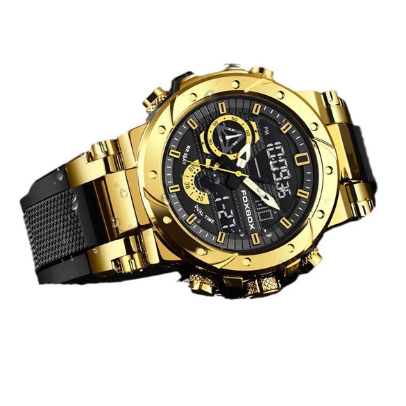 Electronic Sports Watch Mineral Strengthened Glass Mirror Round Dial Alloy Case Silicone Strap