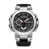 Electronic Sports Watch Mineral Strengthened Glass Mirror Round Dial Alloy Case Silicone Strap