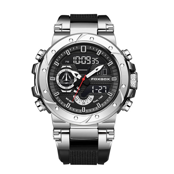 Electronic Sports Watch Mineral Strengthened Glass Mirror Round Dial Alloy Case Silicone Strap