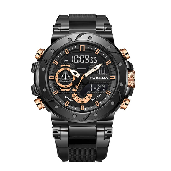 Electronic Sports Watch Mineral Strengthened Glass Mirror Round Dial Alloy Case Silicone Strap