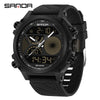 Electronic Watch Acrylic Mirror Tpu Strap Abs Case Rectangular Dual Display Sports Waterproof Luminous Fashion Trend Highend