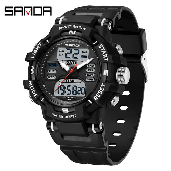Electronic Watch Alarm Clock Multifunctional For Middle And High School Students Acrylic Mirror Abs Case Tpu Strap Round Dial Chic Style Waterproof