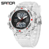 Electronic Watch Alarm Clock Multifunctional For Middle And High School Students Acrylic Mirror Abs Case Tpu Strap Round Dial Chic Style Waterproof