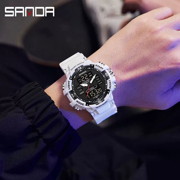 Electronic Watch Alarm Clock Multifunctional For Middle And High School Students Acrylic Mirror Abs Case Tpu Strap Round Dial Chic Style Waterproof