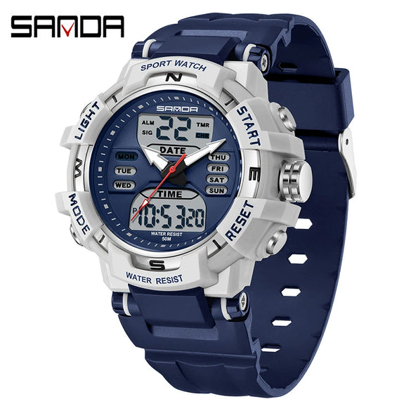 Electronic Watch Alarm Clock Multifunctional For Middle And High School Students Acrylic Mirror Abs Case Tpu Strap Round Dial Chic Style Waterproof