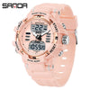 Electronic Watch Alarm Clock Multifunctional For Middle And High School Students Acrylic Mirror Abs Case Tpu Strap Round Dial Chic Style Waterproof