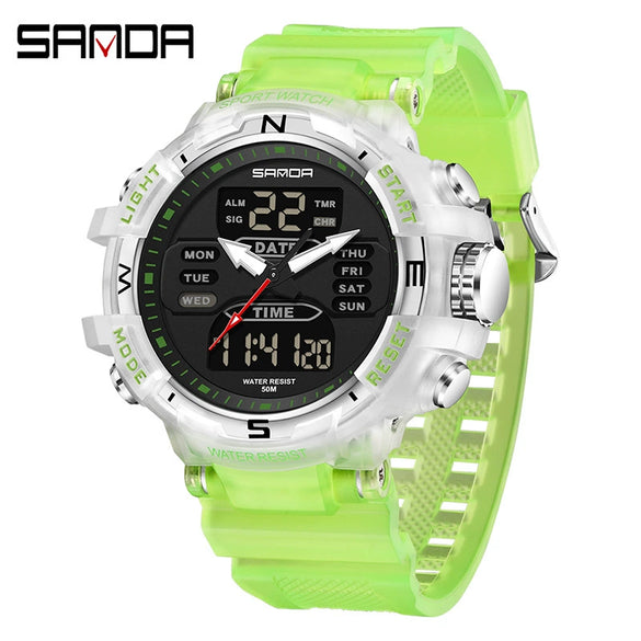 Electronic Watch Alarm Clock Multifunctional For Middle And High School Students Acrylic Mirror Abs Case Tpu Strap Round Dial Chic Style Waterproof