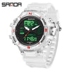 Electronic Watch Alarm Clock Multifunctional For Middle And High School Students Acrylic Mirror Abs Case Tpu Strap Round Dial Chic Style Waterproof