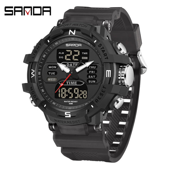 Electronic Watch Alarm Clock Multifunctional For Middle And High School Students Acrylic Mirror Abs Case Tpu Strap Round Dial Chic Style Waterproof