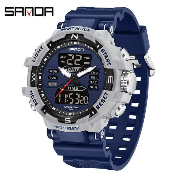 Electronic Watch Alarm Clock Multifunctional For Middle And High School Students Acrylic Mirror Abs Case Tpu Strap Round Dial Chic Style Waterproof