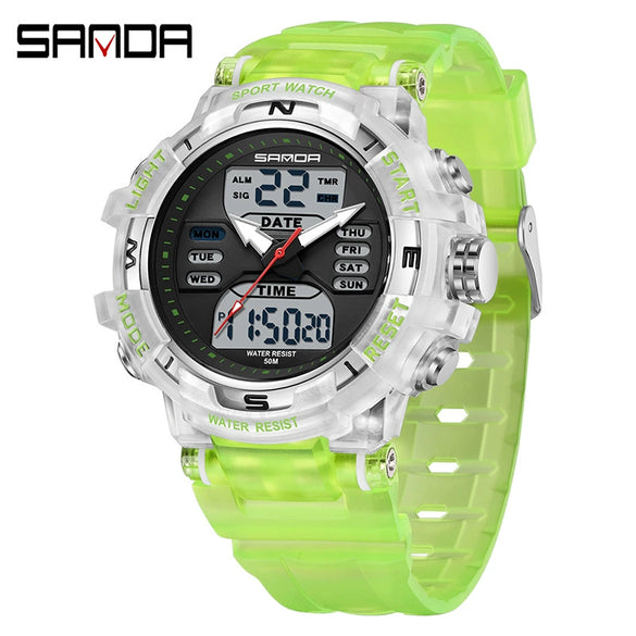 Electronic Watch Alarm Clock Multifunctional For Middle And High School Students Acrylic Mirror Abs Case Tpu Strap Round Dial Chic Style Waterproof