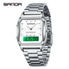 Electronic Watch Alloy Alloy Case Mineral Tempered Glass Mirror Steel Strip Band Square Dial Retro Business Style