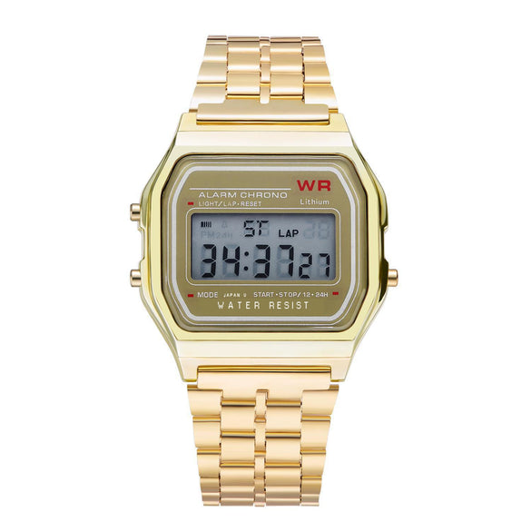 Electronic Watch Alloy Case Imitation Leather Strap Stainless Steel Clasp Square And Round Dial Leisure Style For Men And Women
