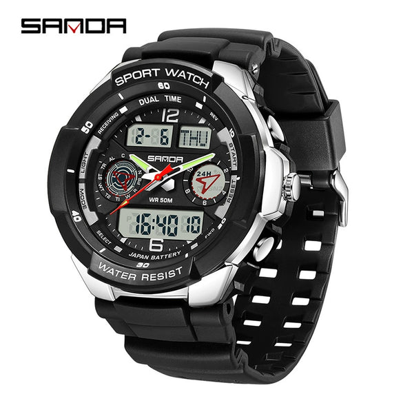 Electronic Watch For Students Abs Case Tpu Strap Acrylic Mirror Round Dial Chic And Sporty Style Waterproof Multifunction