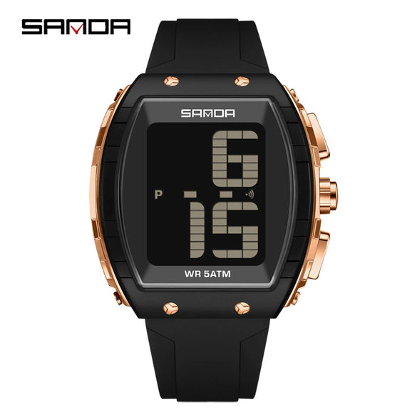 Electronic Watch For The Elderly Blind Multifunction Voice Time Waterproof Silicone Strap Abs Case Highend Style Barrel Shape